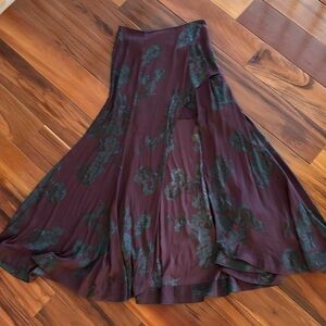 Free people long, slitted skirt side zipper size 2